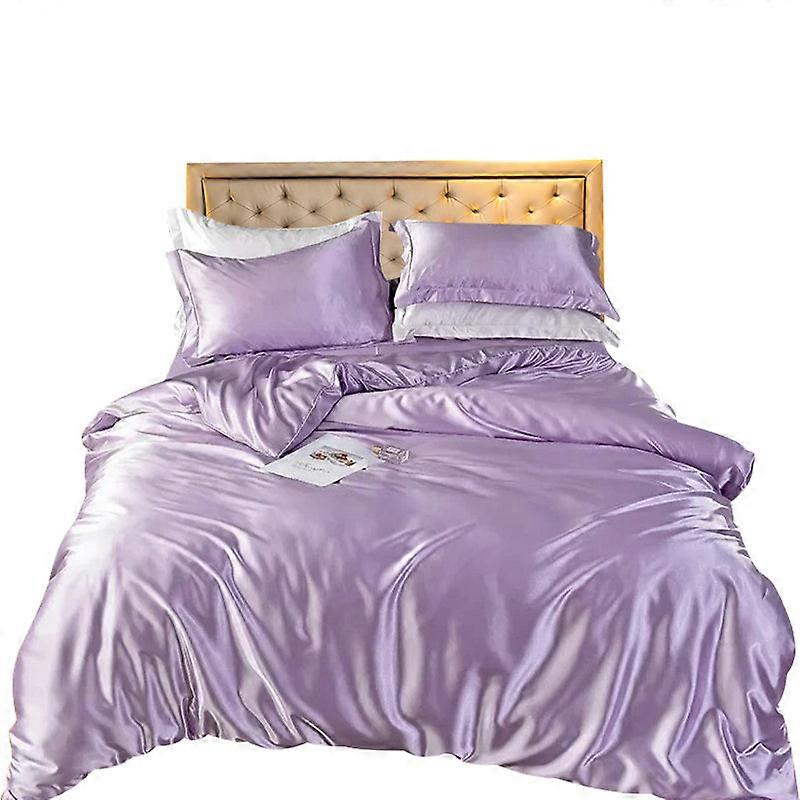 Biancheria da letto Lilla Eu Single Size 2 pezzi Set copripiumino liscio in raso di fascia alta Copripiumini