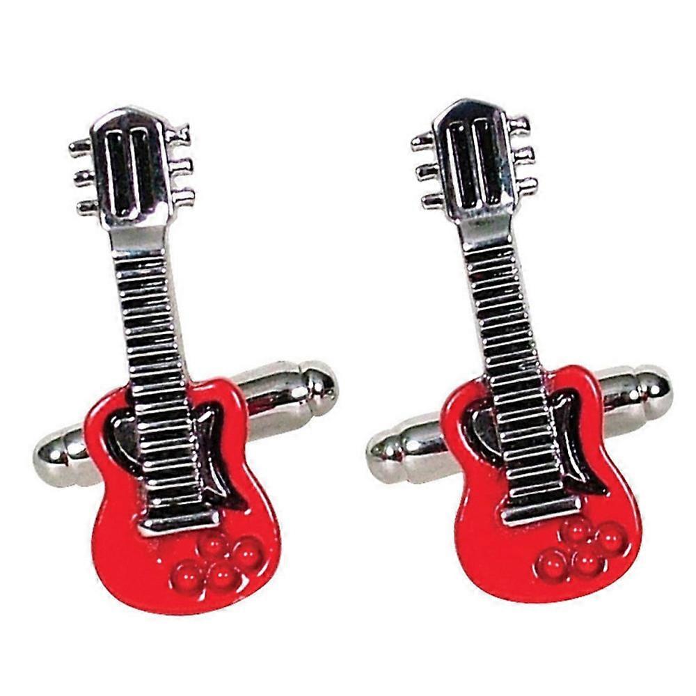 GDesign Premium Quality and Durable Guitar Design Button Cufflinks (Red)