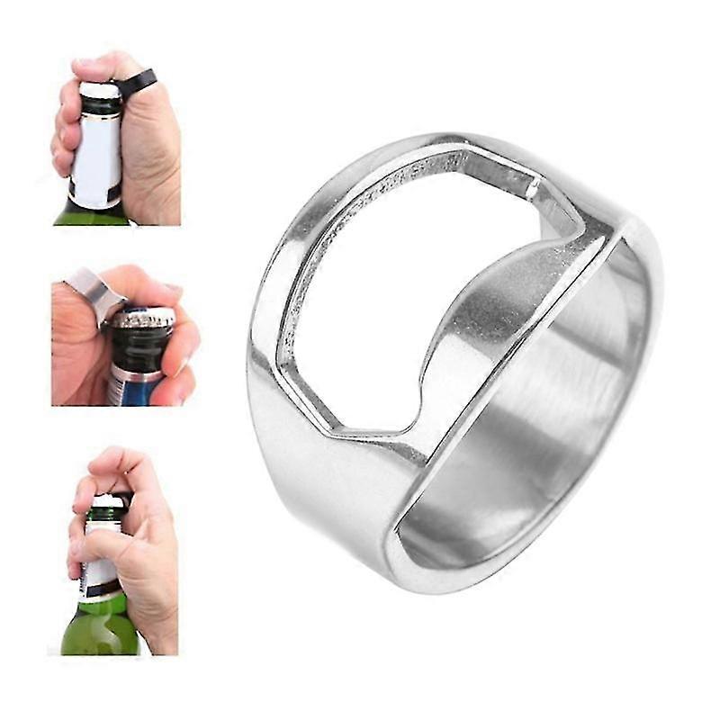 2pcs bærbar ring flaskeåpner rustfritt stål øl flaskeåpner