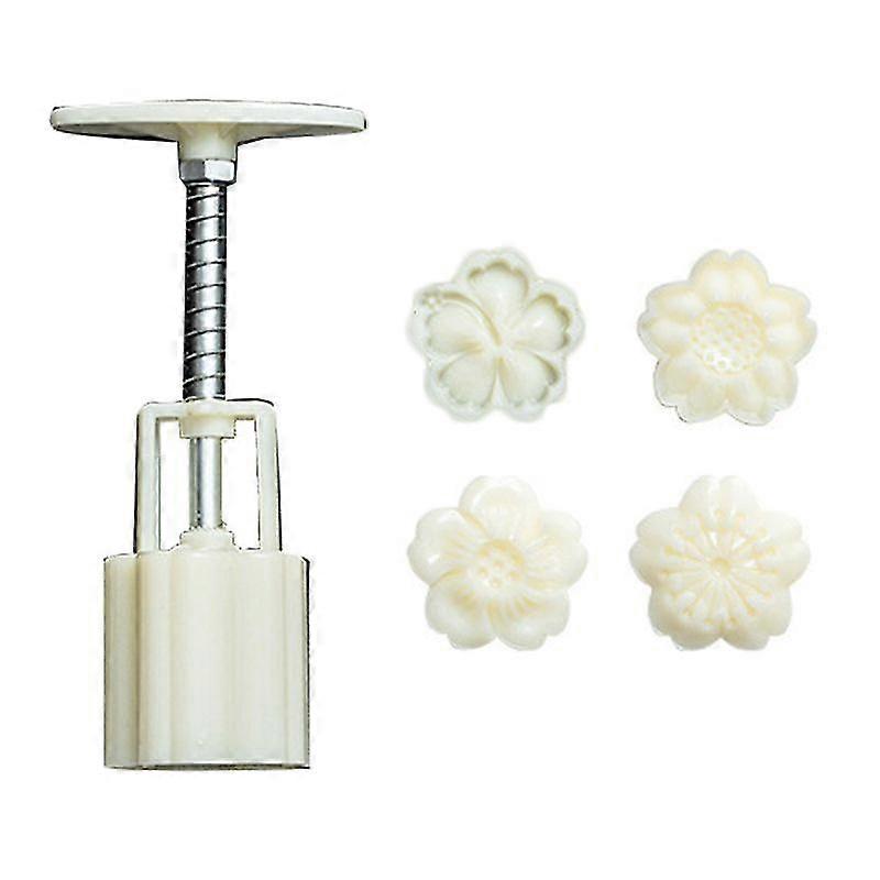 Mooncake Mold 4pcs 3d Cherry Sakura Stamps Barrel Hand Press Moon Cake Pastry Gift