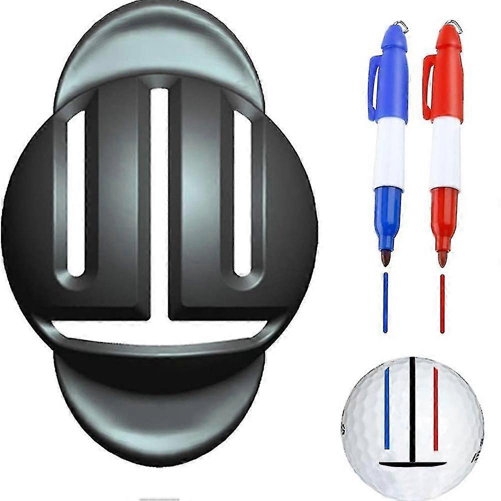 Portable Golf Ball Line Liner With 2 Marker Pens Durable Golf Ball Marking Alignment Tool Easy - Wanan