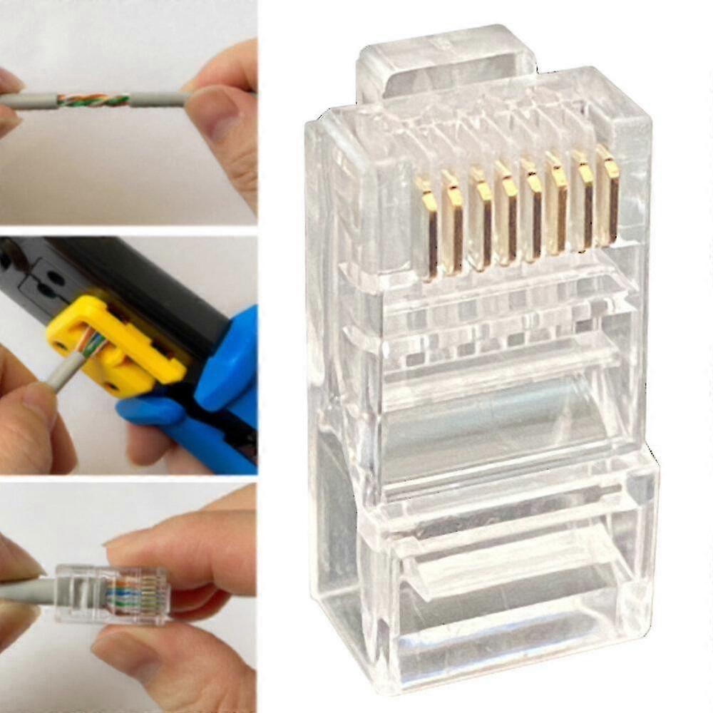 Hmwy-rj45 Cat6 Ez Pass Through Plated Crimp Modular Plug Cable Connector End 8p8c
