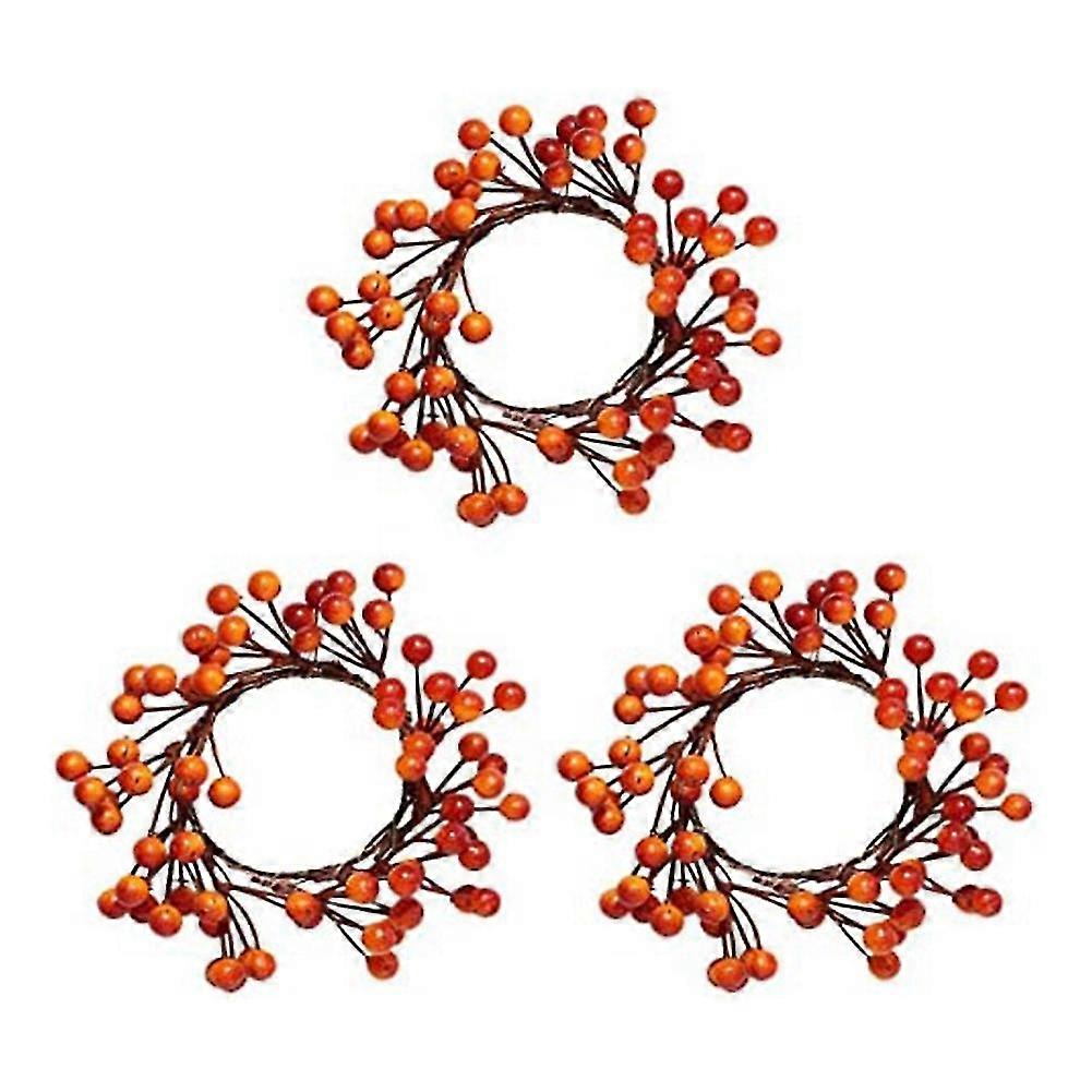 3 Packungen Herbst Kerzenringe, Künstliche Orangenbeeren Kerzenhalter Ringe Kerzenringe für Weihnachten
