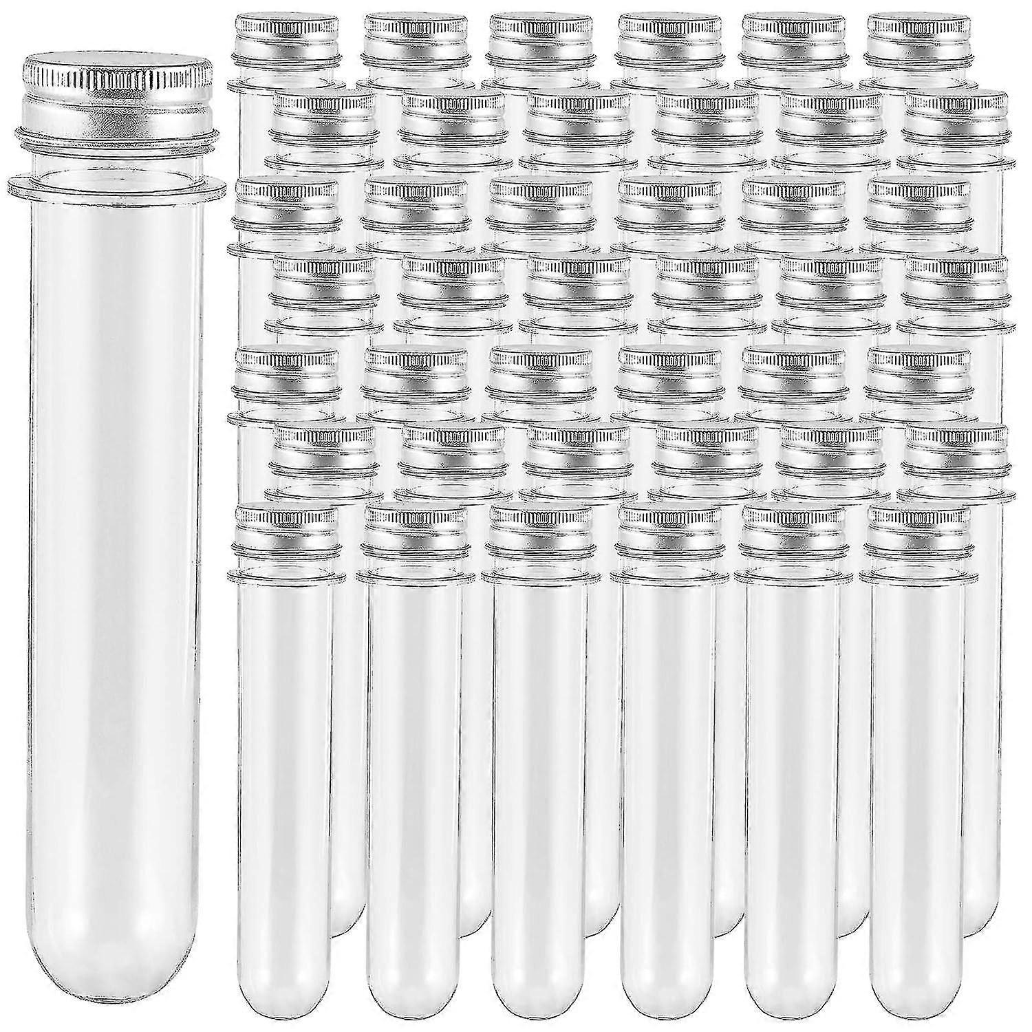 50pcs Plastic Test Tubes Transparent Test Tubes With Screw Cap 45 Ml Test Tube For Flower Vase Beads Sweets