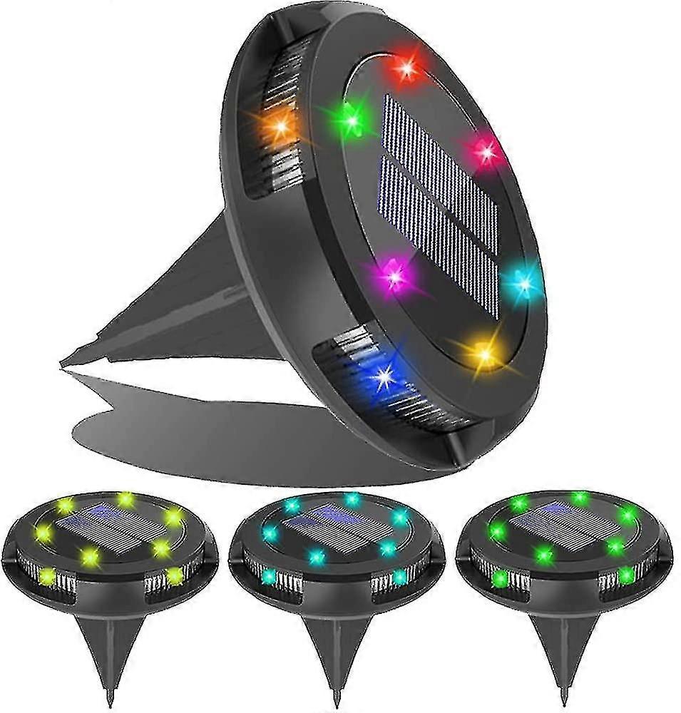 4pcs Outdoor Solar Ground Light, Solar Garden Disc Light