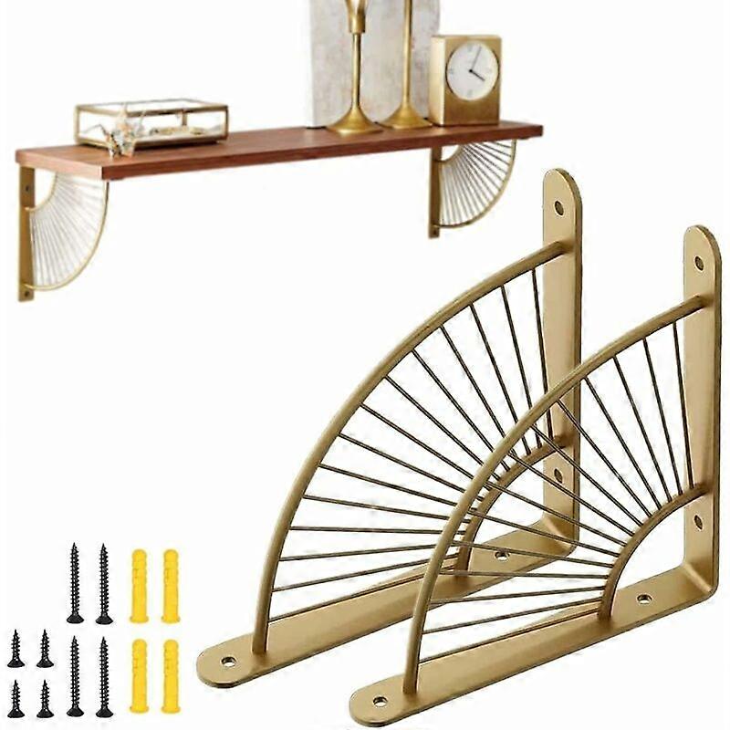 Set of 2 Wall Shelf Bracket 200mm Stainless Steel Console Bracket Wall Bracket Iron Wall Shelf Shelf Brackets Brackets (Gold)