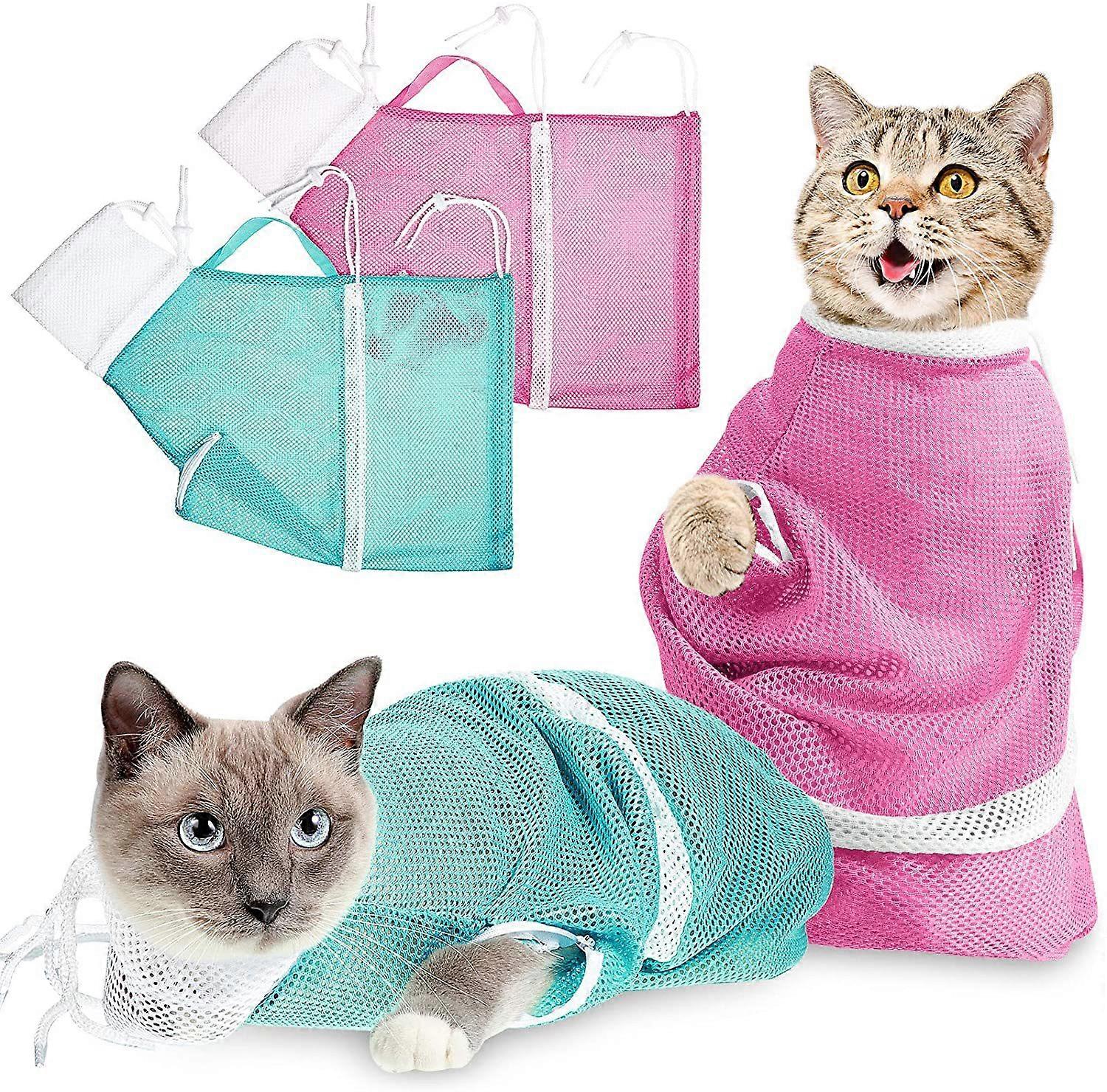 2pcs Cat Bathing Bag, Cat Shower Net Bag, Anti-bite, Adjustable Multifunctional Anti-scratch Retention Bag