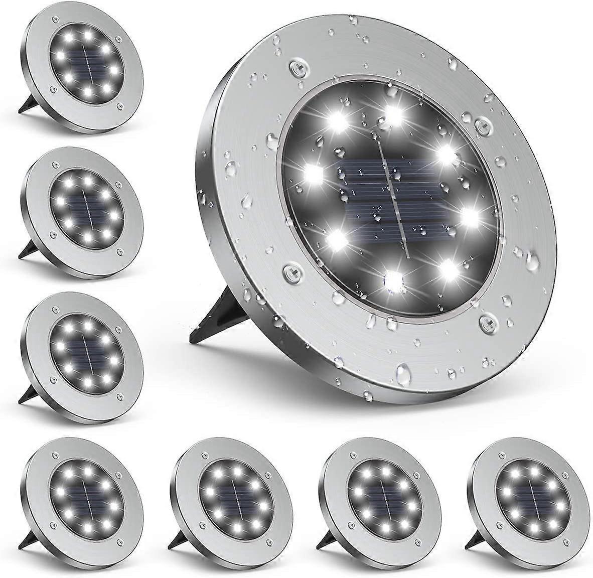 8 Pack Solar LED Ground Lights for Outdoor, Solar Disk Lights