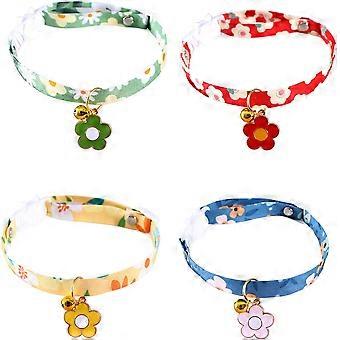 4 Pieces Dog Cat Collars with Safety Release Buckle Multicolor Adjustable Collar Pet Supplies