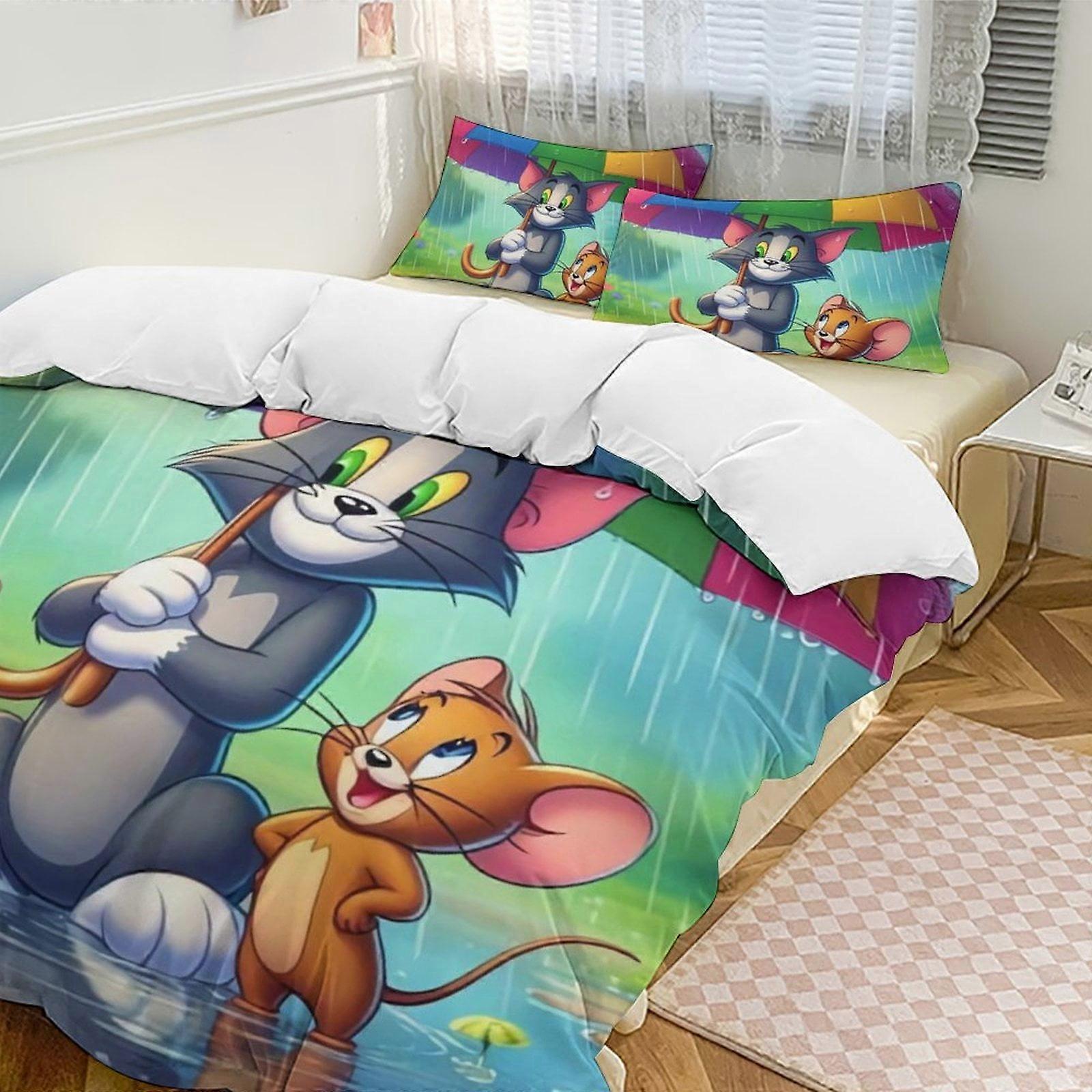 v3815 Bed Sheets Bedding Tom And JerryCartoon Collection 3-Piece Comforter Set, Personalized Bedding Decor for Kids And Teens Bed Sheets yuq3815