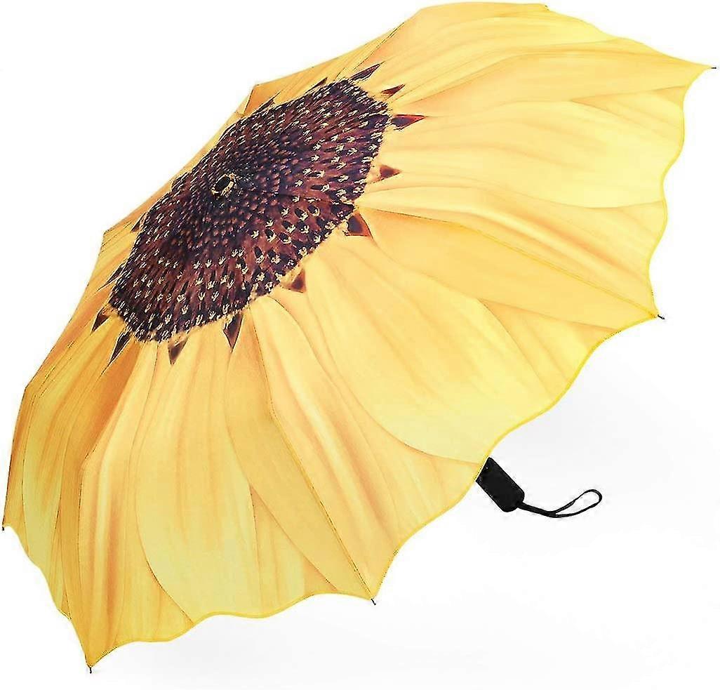 Parapluies automatiques - Coupe-vent léger Voyage Compact Parapluie pliant Tournesol Design, renforcé