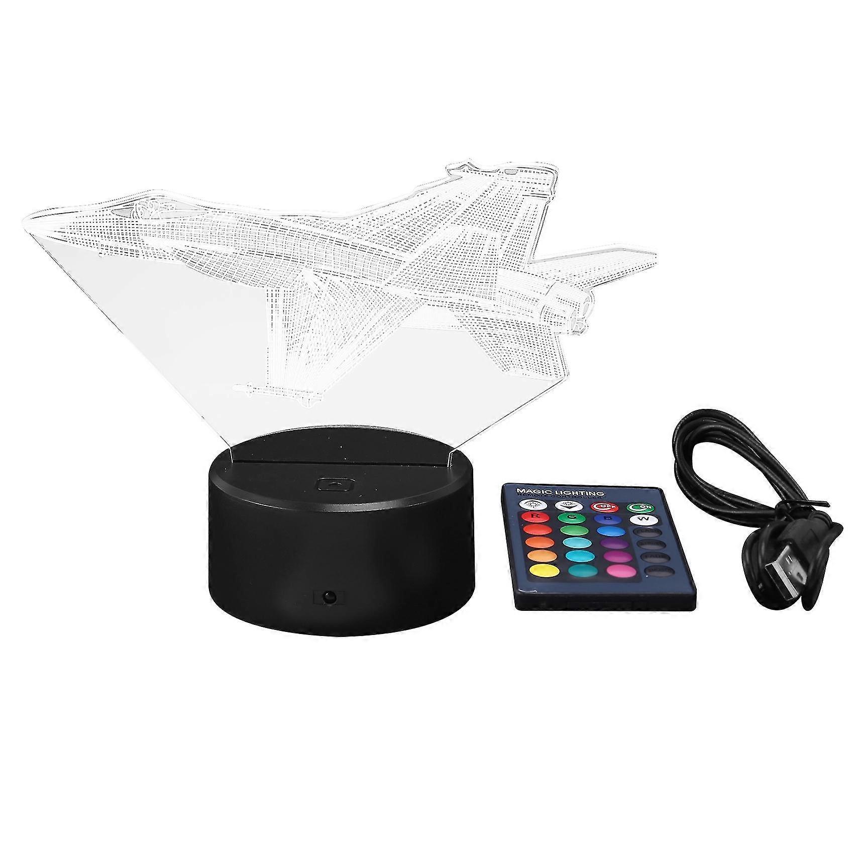 Fighting Plane 3D Lamp Light Jet Kit Remote Switch Small Night Light Colored Lights Bedroom Table L