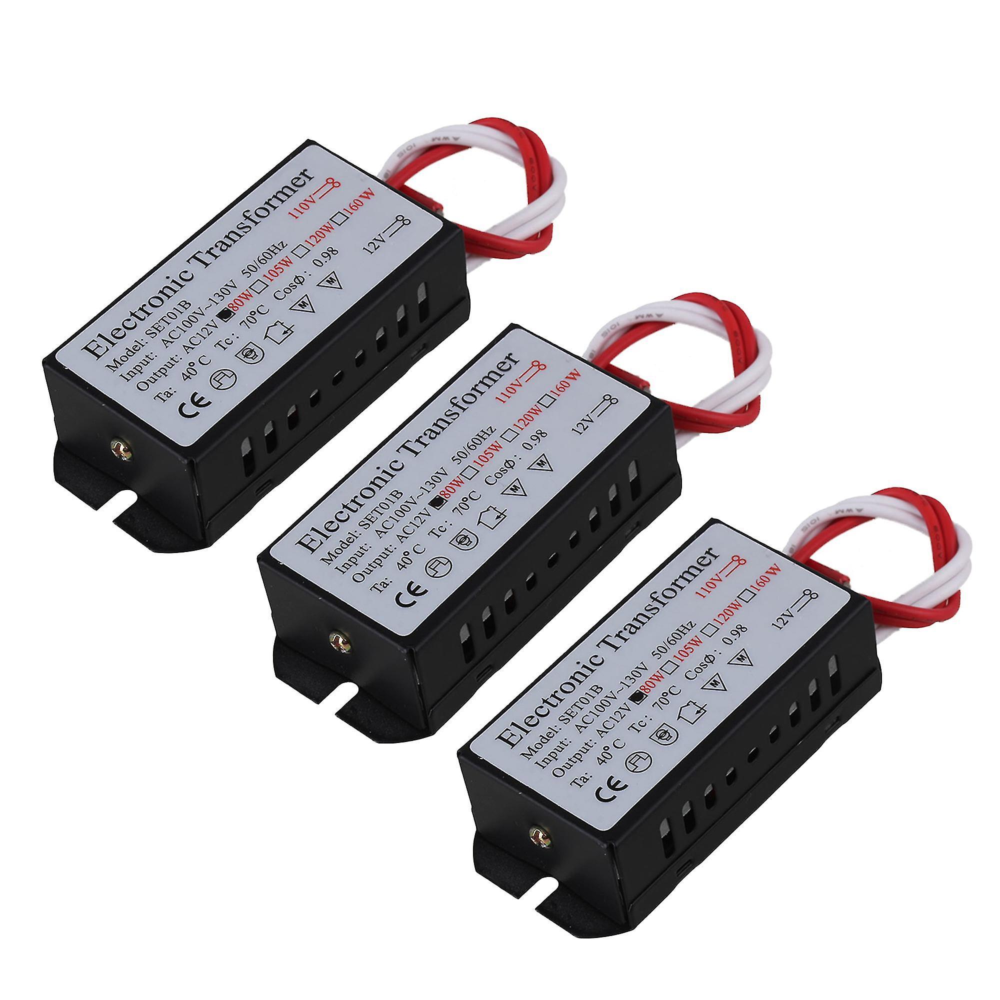 Voltage Transformers Regulators 3pcs Ac110v To 12v Halogen Electronic Transformer For Lights Parts 80w