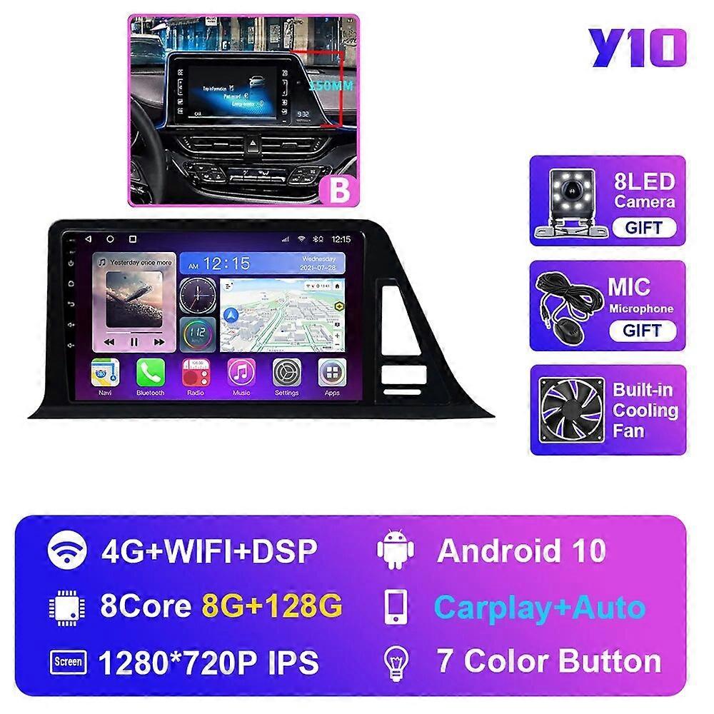 トヨタC-HR、CHR 2016、2017、2018、2019カーステレオ、マルチメディアプレーヤー、カープレイ、ナビゲーション、GPS 2、Din、Android 10.0ラジオ