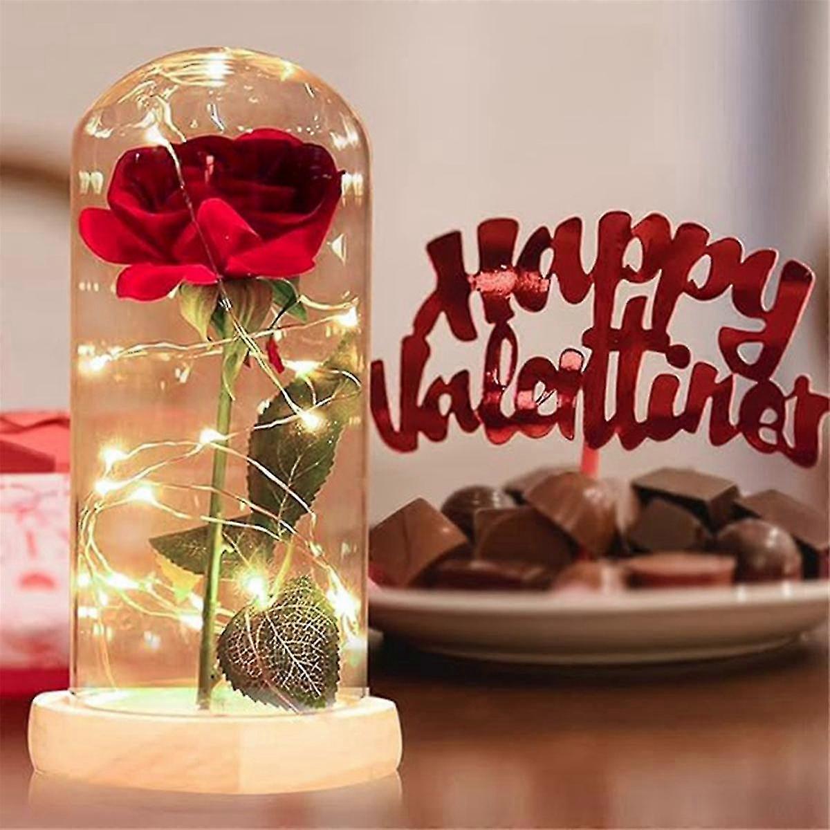 هدية عيد الحب ، إلى الأبد روز في قبة زجاجية ، هدية زهور عيد ميلاد عيد الأم ، زهور الورد الاصطناعية ، الوردة الأبدية ، ب