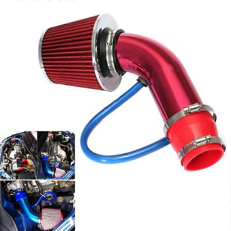 3-Zoll-Universal-Kaltluftansaugfilter für Autos, Aluminium-Induktionskit, Rohrschlauchsystem (rot)