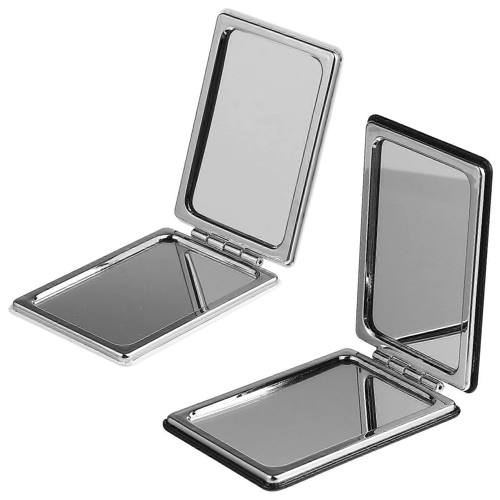 2Pcs Pocket Size Portable Foldable Handheld Compact Mirror Makeup Mirror