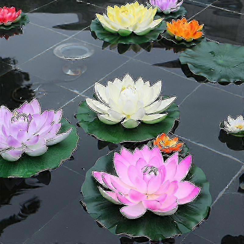 5pcs人工フローティング睡蓮エヴァ蓮の花の池の装飾10cm人工蓮の池タンク植物の装飾品ホームガードハイ