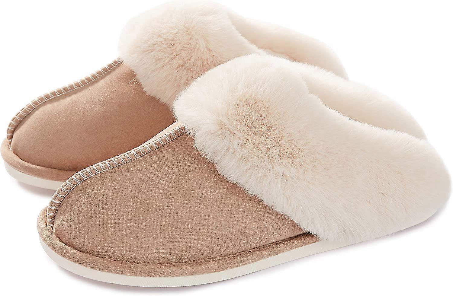 Womens Slipper Memory Foam Fluffy Soft Warm Slip On House Slippers, antiscivolo accogliente peluche per interni esterni