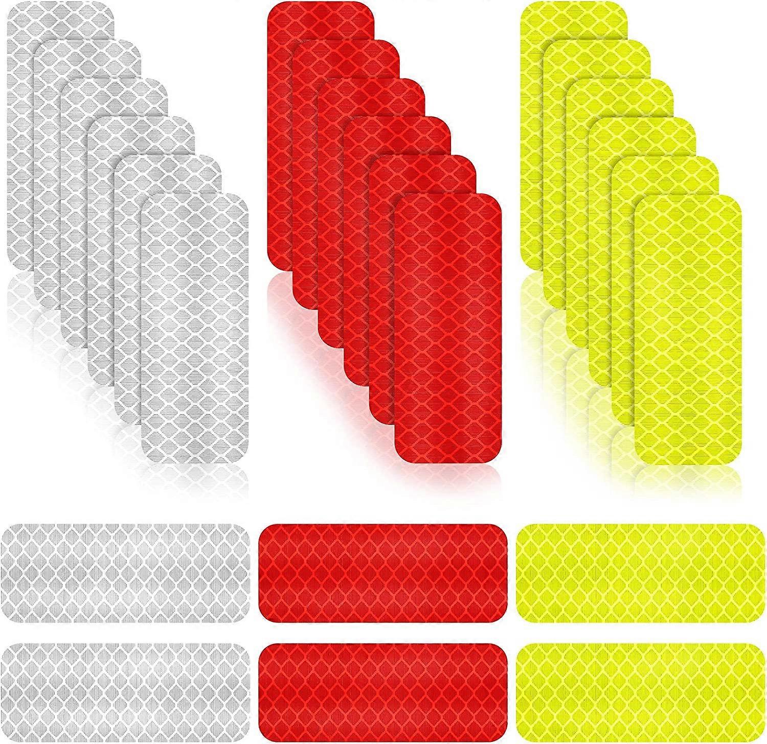 24 Pcs Reflective Warning Stickers Safety Reflective Stickers Night Visibility Stickers Waterproof Tape Stickers for Vehicle, 1.18 x 3.25 Inches