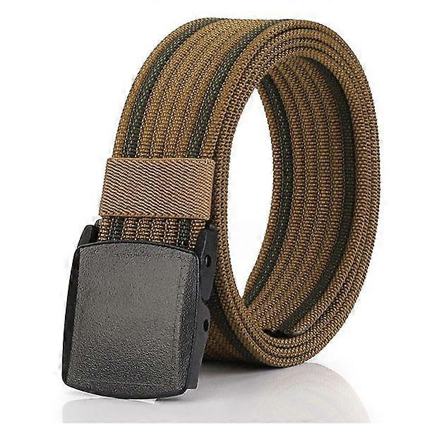 Belts Men, Military Tactical Belt with Plastic Buckle-Brown, Durable Breathable for Outdoor Duty