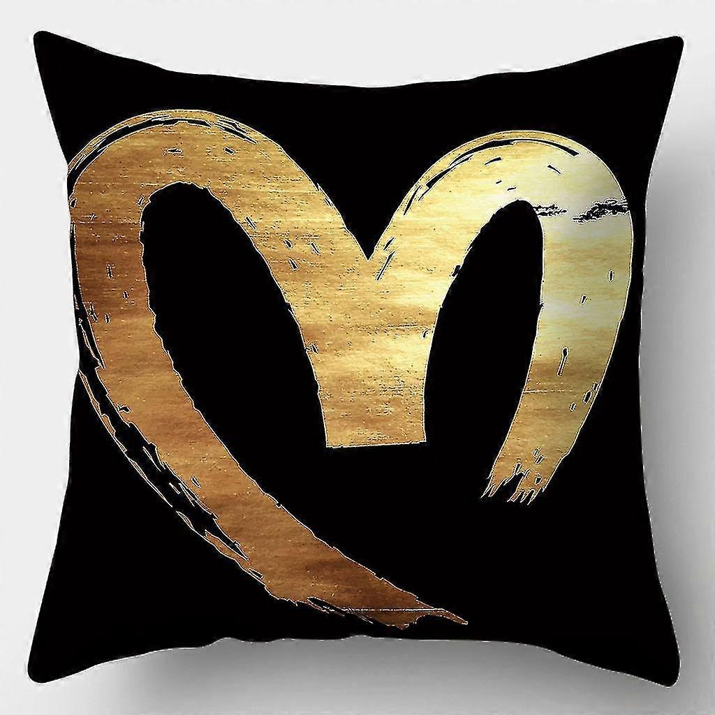 כרית ספה מרובעת בצבע זהב שחור 45 ס"מ על 45 ס"מ