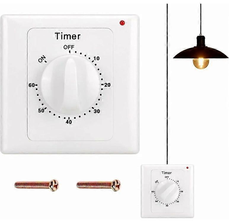Countdown Switch: 60 Minute Timer Light Switch with Timer, Water Protected, Digging Holes for Installation for Bathroom, Fan, Lights