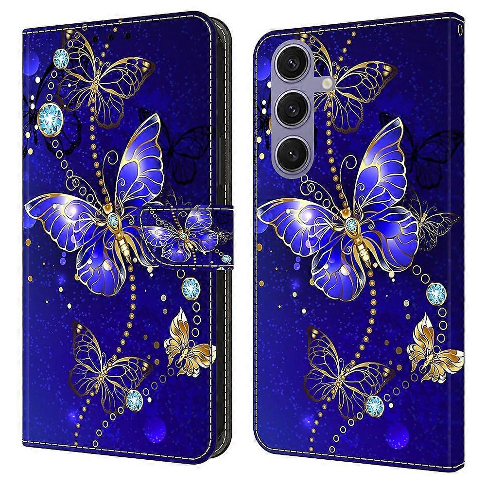 For Samsung Galaxy S25 Case 3D Pattern PU Leather Wallet Phone Cover with Stand - Diamond Butterfly