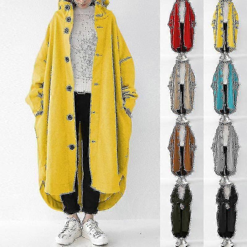 Plus Size Womens Long Jacket Trench Coat Baggy Overcoat Button Open Warm Outwear-ZZY