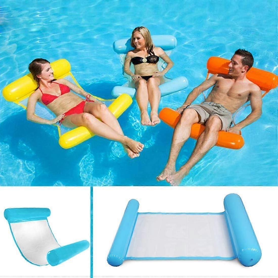 (Blue) Multi-Purpose Floating Hammock, Inflatable Pool Float 4-in-1Floating Recliner Water Hammock Foldable Floating Hammock Portable Ultralight Float