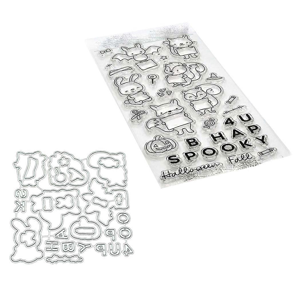 Spooky Clear Stamps Seal+Cutting Dies Stencil Set DIY Scrapbooking