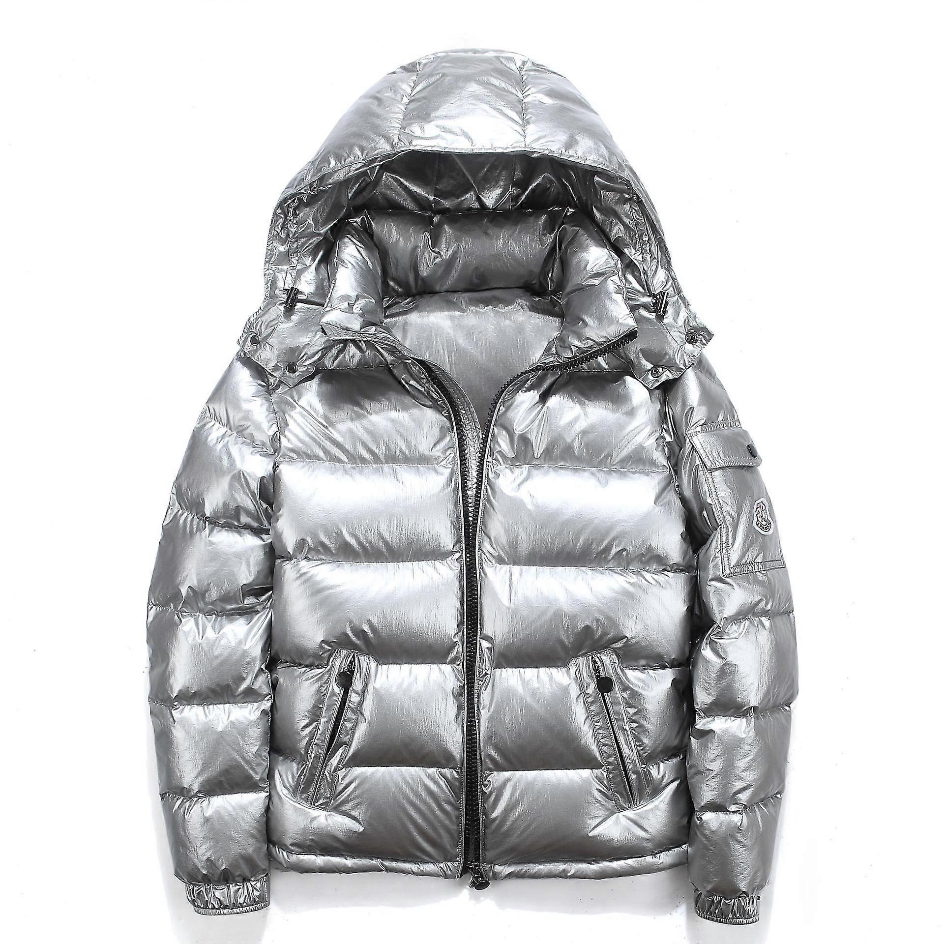 Shiny  Men's Winter Jacket Stand Collar  With Hood