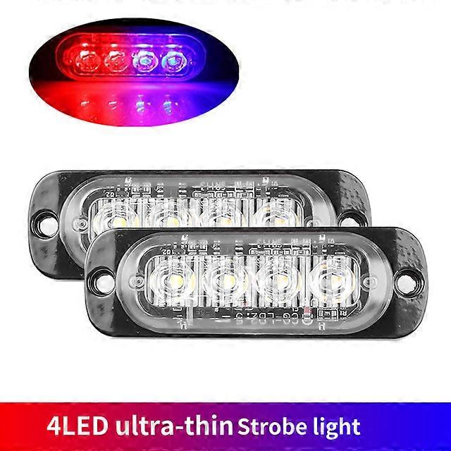 2Pcs 4LED Car Strobe Warning Light Grill Flashing Breakdown Emergency Light Car Truck Trailer Beacon Lamp LED Side Light For Car