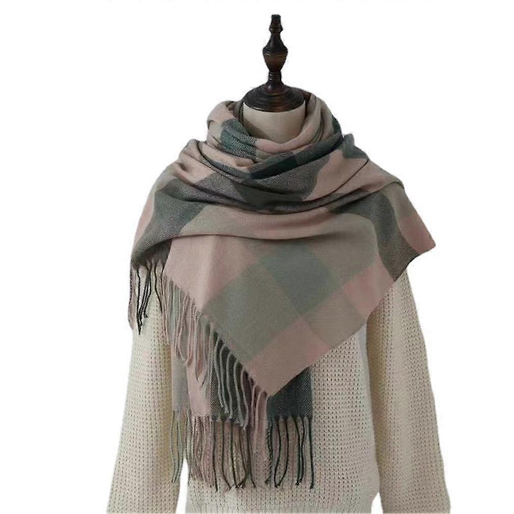 Colorful Plaid Pashmina Scarf Winter Warm Shawl Long Wrap for Students