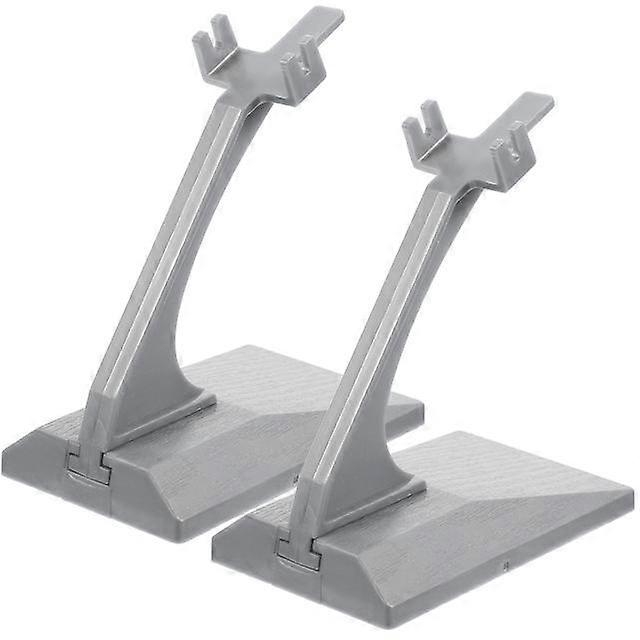 2 Pcs Toy Organizer Shelf Bracket Display Holder 9.2X7.9X4.9CM Support Base Aircraft Models Grey Plastic Decor Airplane