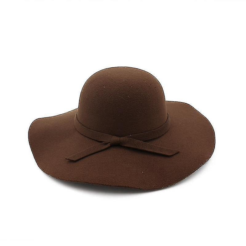 Cap Soft Vintage Wide Brim Wool Felt Bowler Fedora Hatone Size