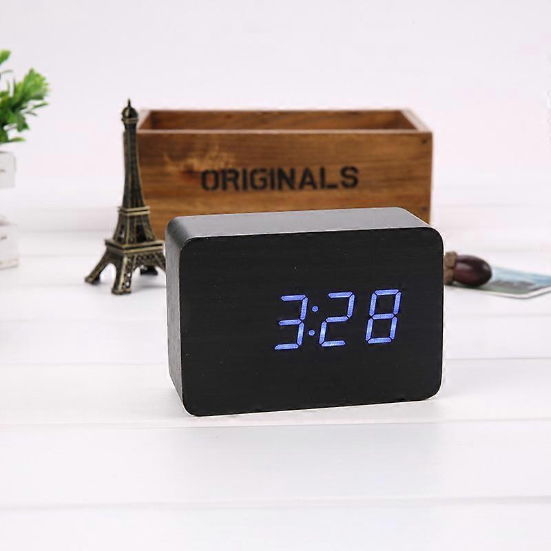 Battery\USB charged LED digital alarm clock, display temperature, 3 groups of alarms and 2 groups of alarm modes, 3 brightness adjustments (black wood