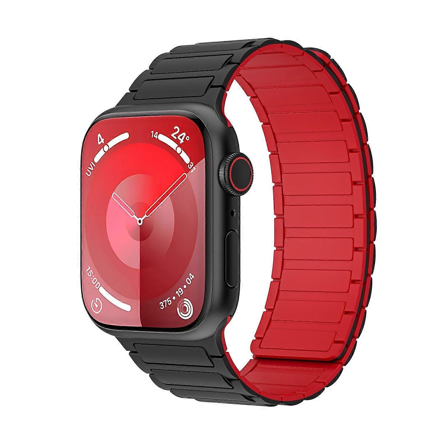 For Apple Watch SE 2023 44mm Silicone Magnetic Loop Arm Band Red