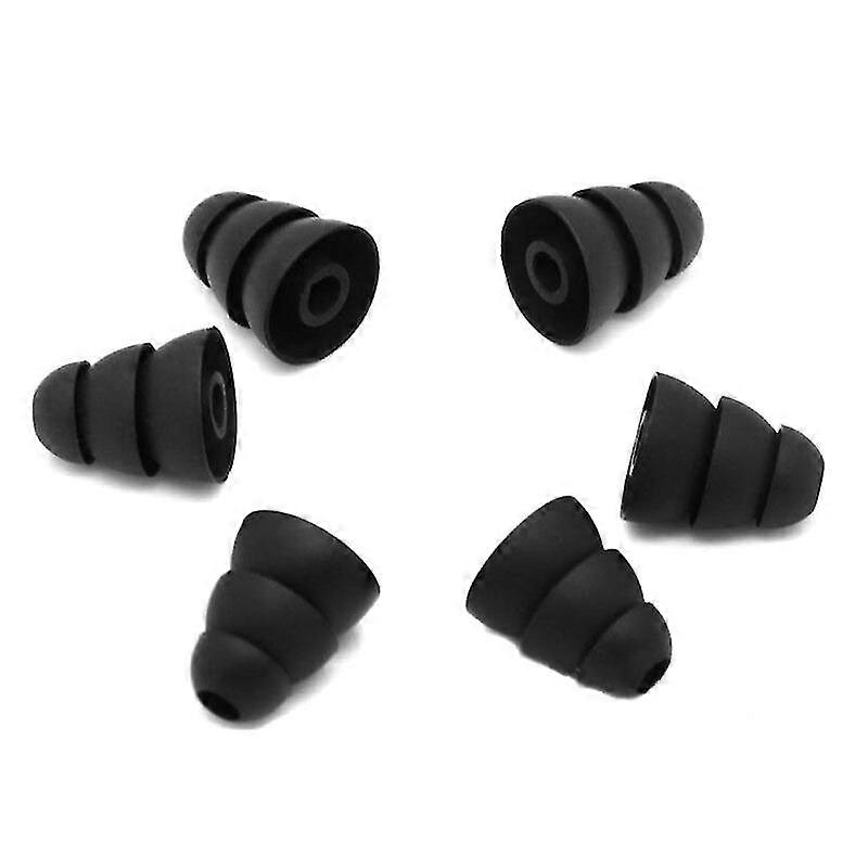 3 Pairs 6 Pcs Three Layer Silicone In-ear Earphone Covers Cap Replacement Earbud Bud Tips Earbuds Eartips Earplug Ear Pads Cushion Random Color & Size
