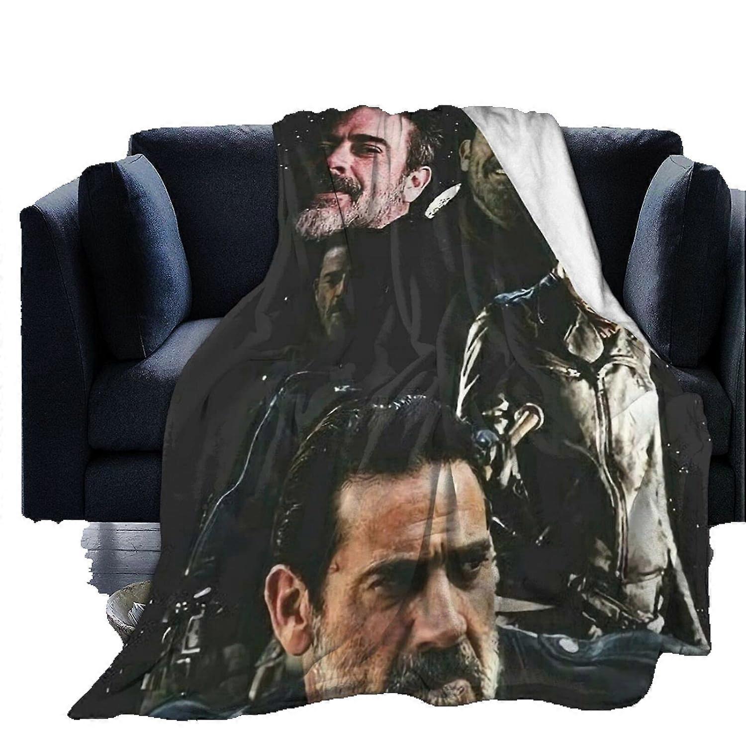 Jeffrey Dean Morgan Blanket Negan Ultra-Soft Flannel Blanket 3D Print Fluffy Plush Blanket Bedding Decor Throw Blanket for Living Room Bedroom Dorm De