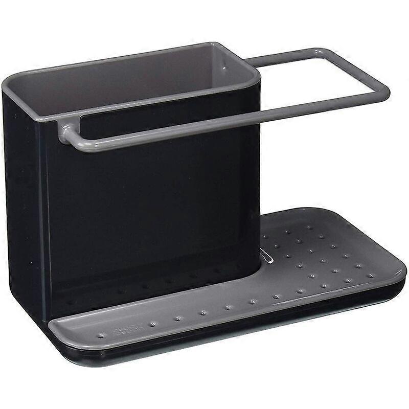 Sink Storage, Sponge Holder, Scraper, Brush, Dishwashing Liquid, Rag, Small - Dark Grey