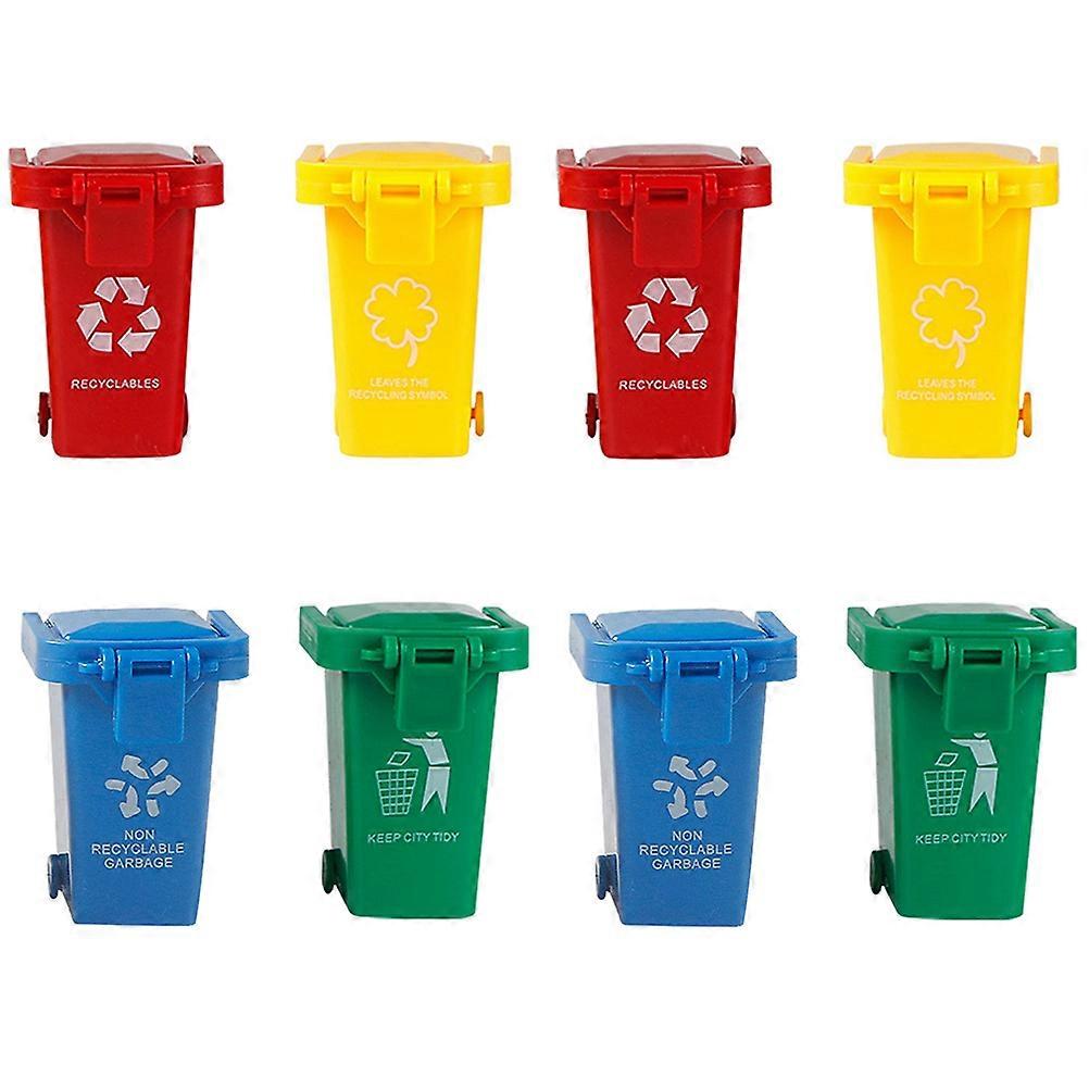 8 Pcs Kids Truck Toys Plastic Garbage Can Toy Trash Can Toy Tiny Trash Can Recycle Can Toy Miniature Trash Can