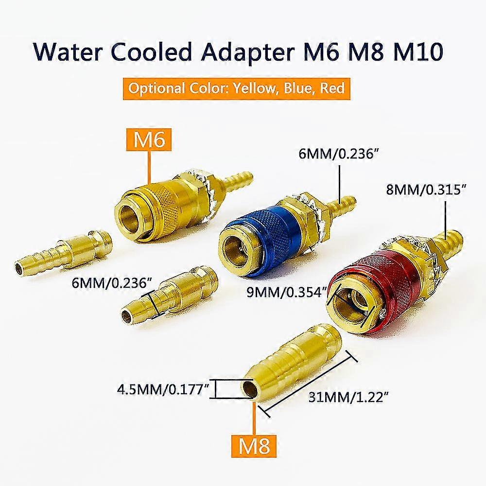 Water Cooled Gas Adapter Quick Connector Fitting For Tig Welding Torch Or Mig Welding Torch Plug M6/m8