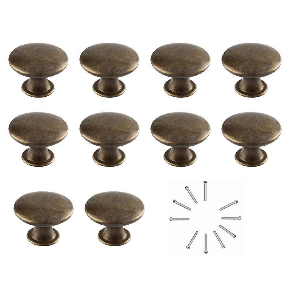10Pcs Hollow Round Flat Head Pull Handles Knobs with Screws for Drawer Cabinet