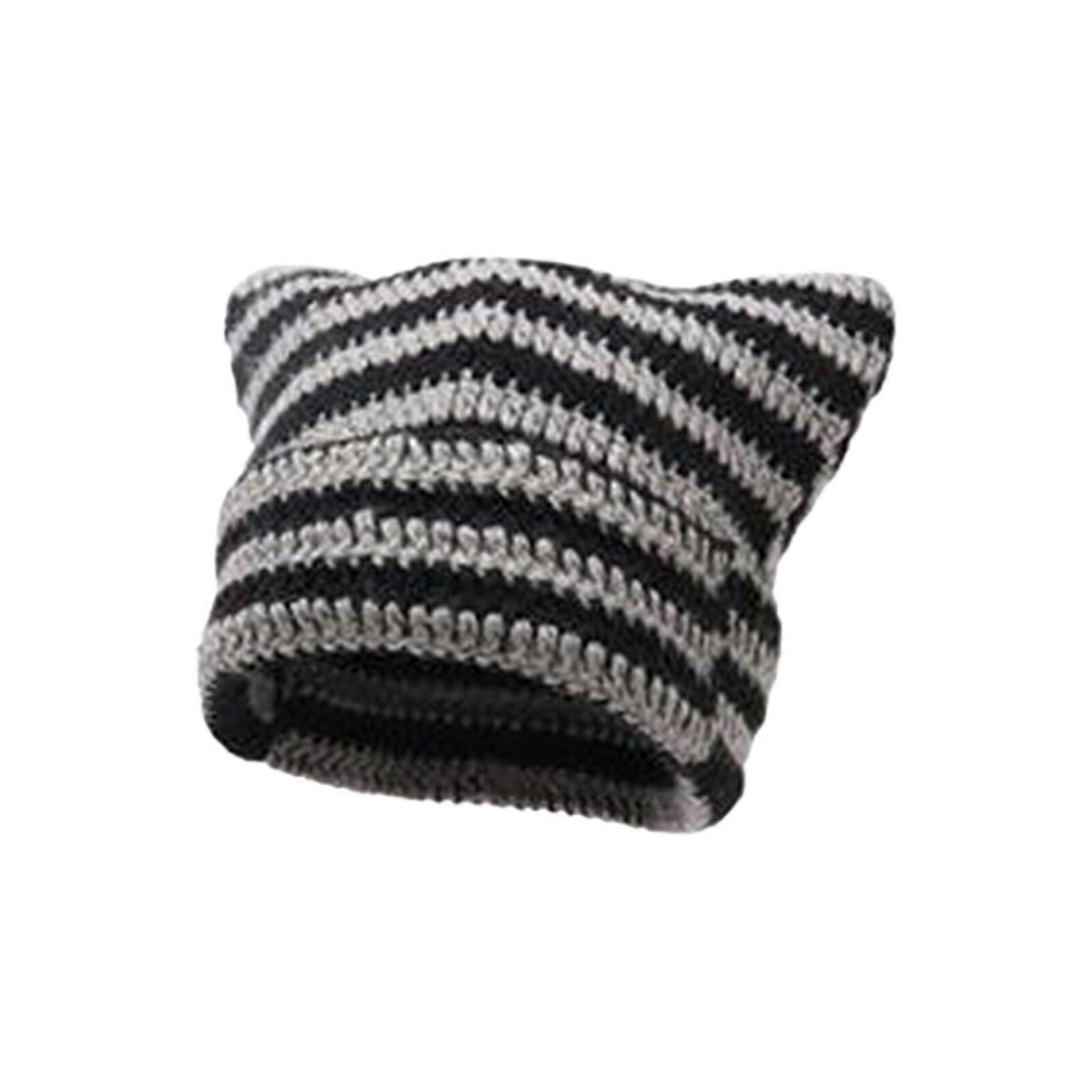 כובעי סריגה לנשים חתול Beanie וינטאג Beanie נשים כובע גראנג' אביזרים Slouchy Beanie לנשים