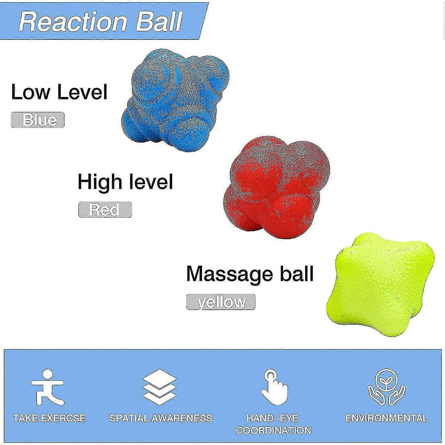 3 stuks reactie ballen stuiteren reactie bal rubber reactie bal verschillend niveau reactie bal voor
