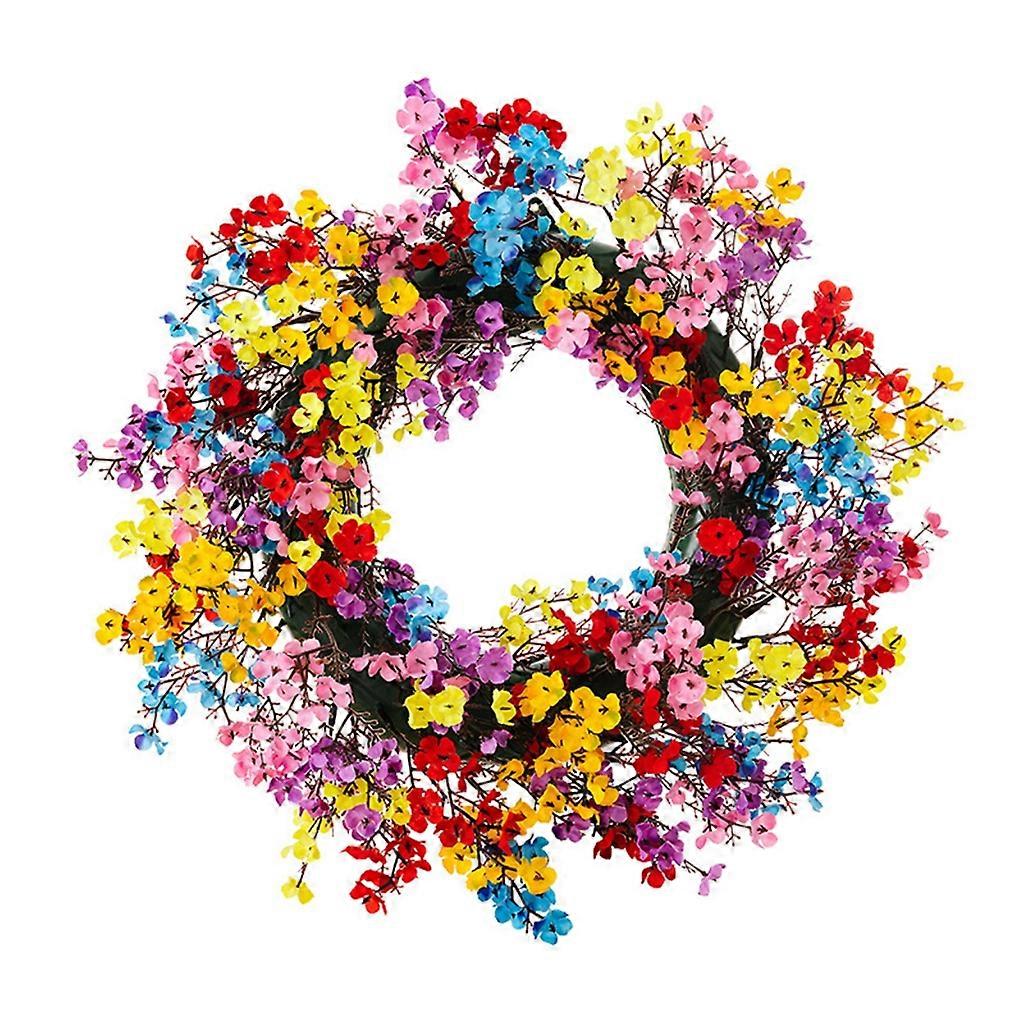 Colorful Wreath Spring Summer Wreath Artificial Flower Garland for Front Door