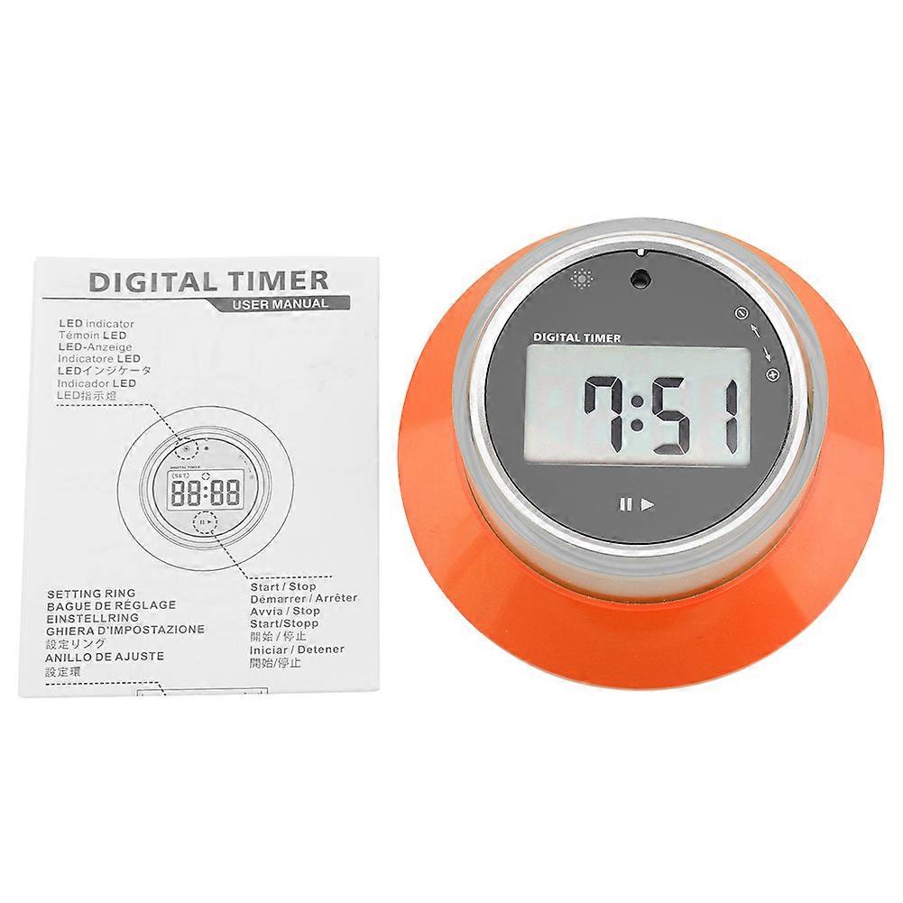 Digital LCD Screen Kitchen Cooking Timer Portable Round Magnetic Countdown Alarm Clock(Orange)
