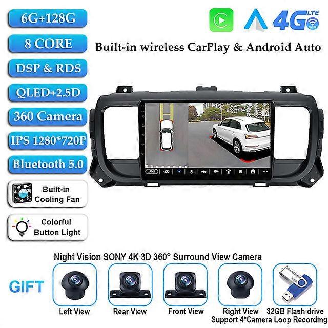Android 12 For Citroen Jumpy 3 SpaceTourer 2016 - 2021 Car Radio Navigation GPS DSP Carplay Multimedia Player Auto Stereo DVD