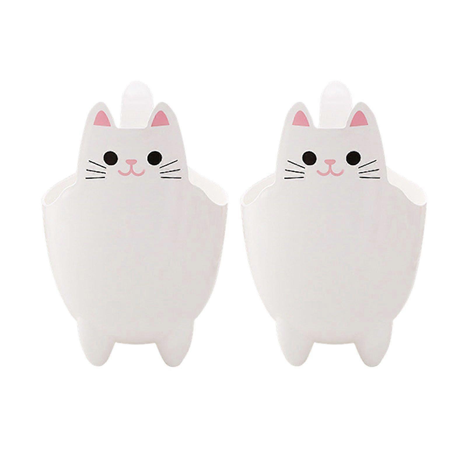 2Pcs Garbage Cans Pen Holders Large Capacity Smooth Edge Burr Free Cartoon Cat Shape Mini Table Trash Cans Storage Buckets